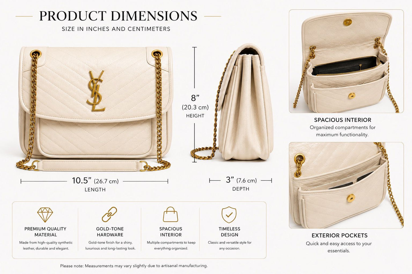 Ivory Luxe Chain Shoulder Bag