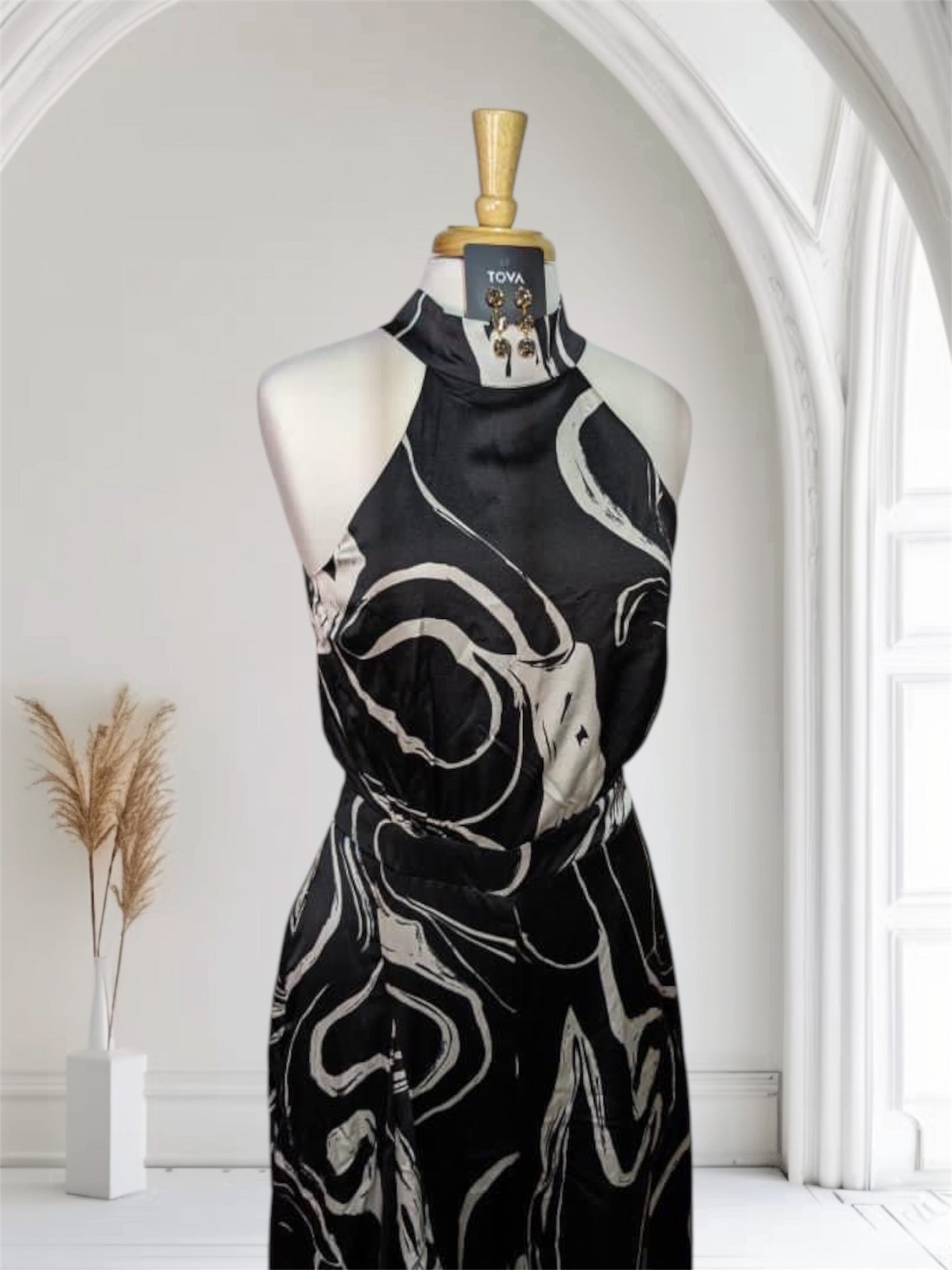 Marble Halter Jumpsuit Black & White