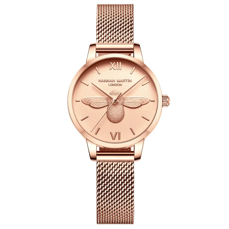 Fashion Round Jewelry Buckle Quartz Women's Watches In Gold Rose