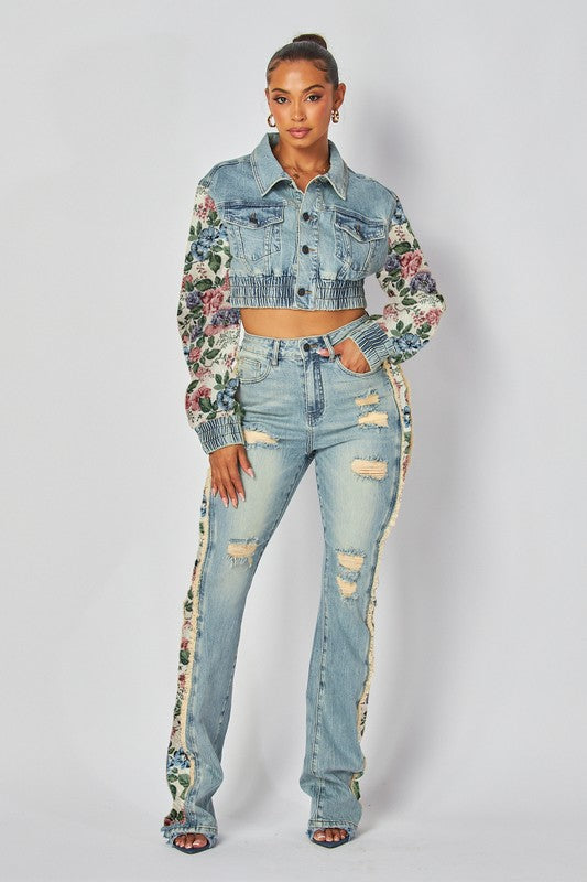 Floral Denim - Tapestry Stripe Jeans
