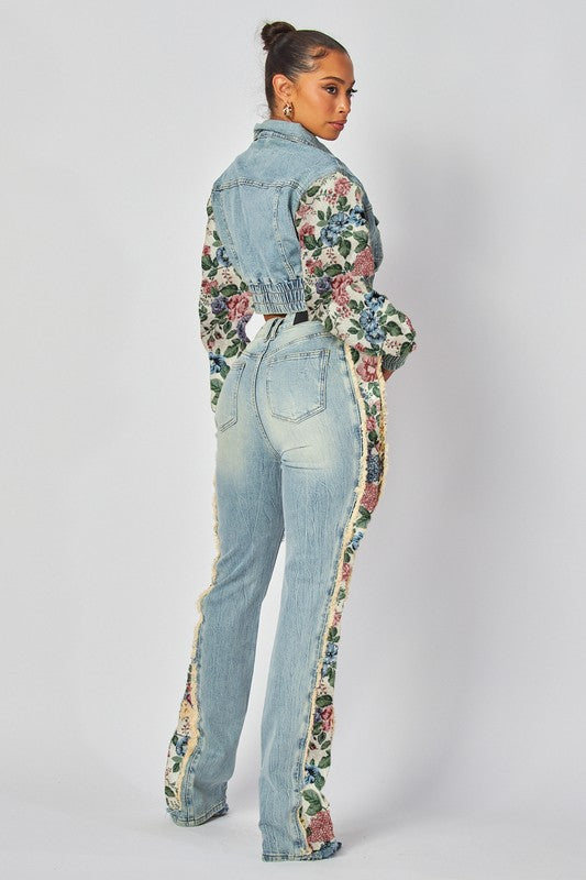 Floral Denim - Tapestry Stripe Jeans