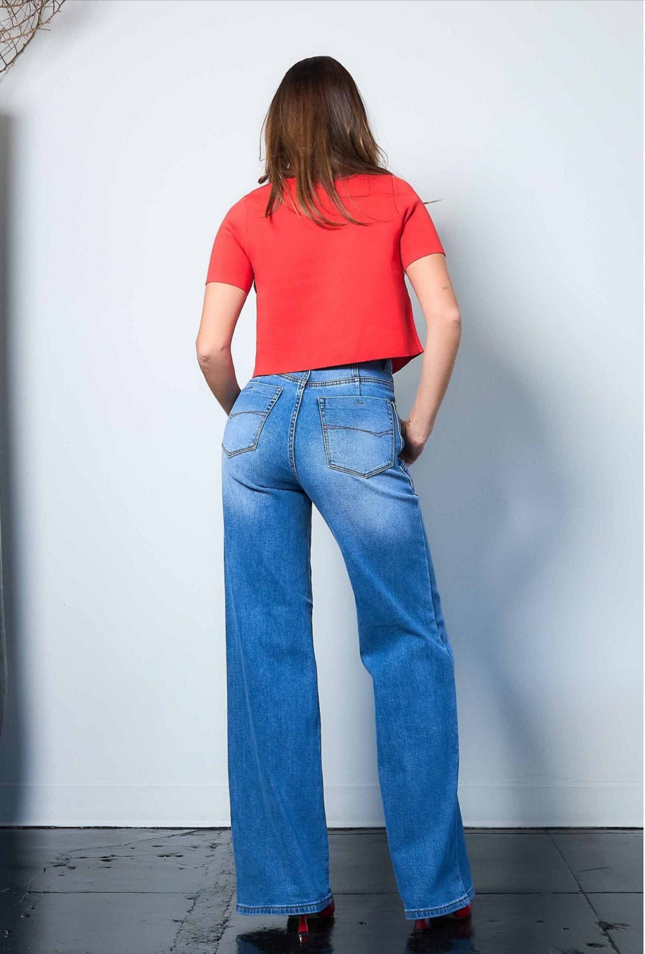 High rise flare Denim médium tone