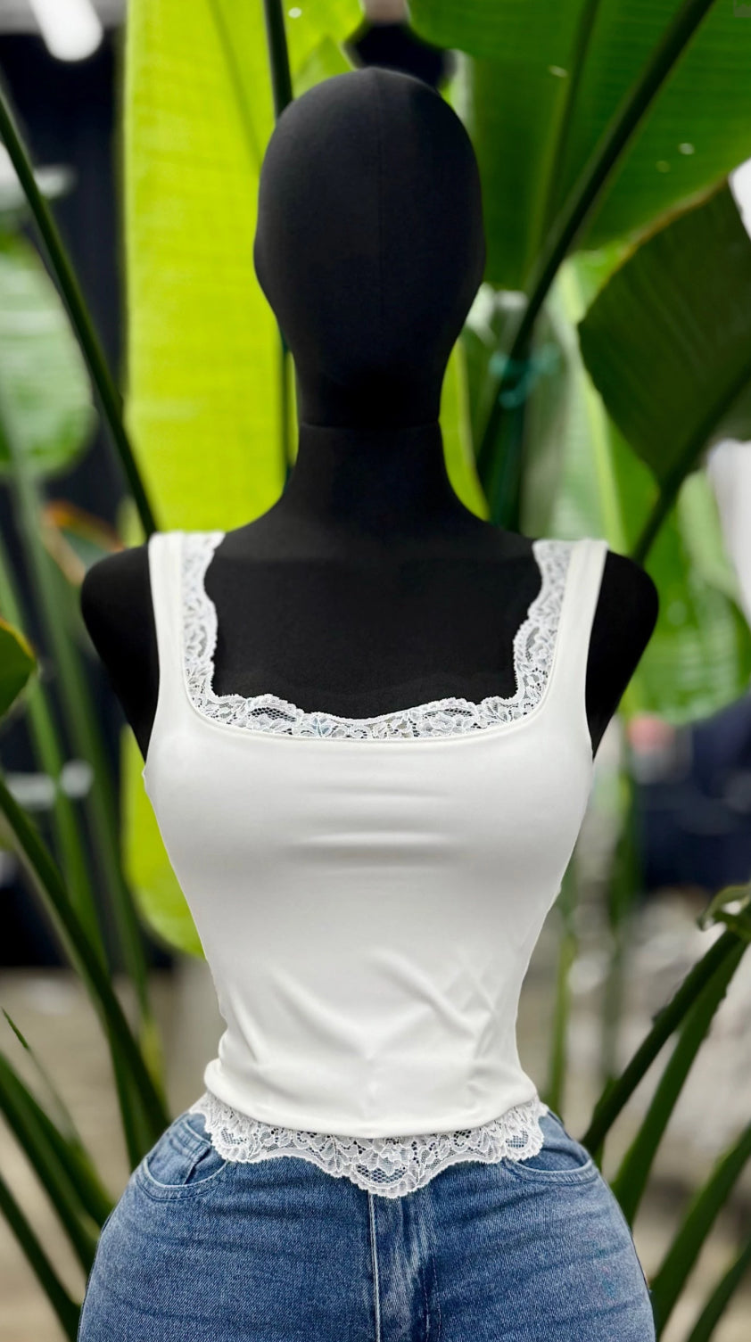 Basic Top With Lace Accent