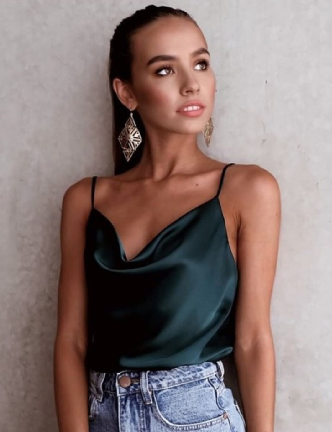 Satin Spaghetti Straps Top