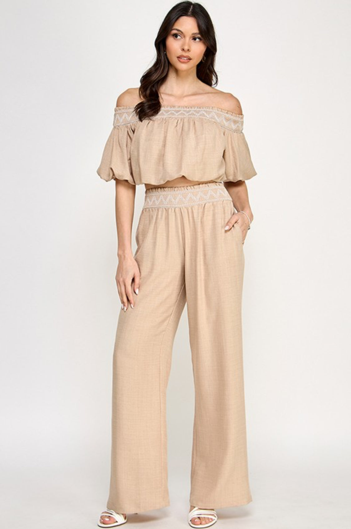 Top and Pant Set Beige
