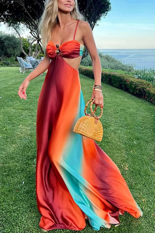 Gradient Ombre Flowing Maxi Dress