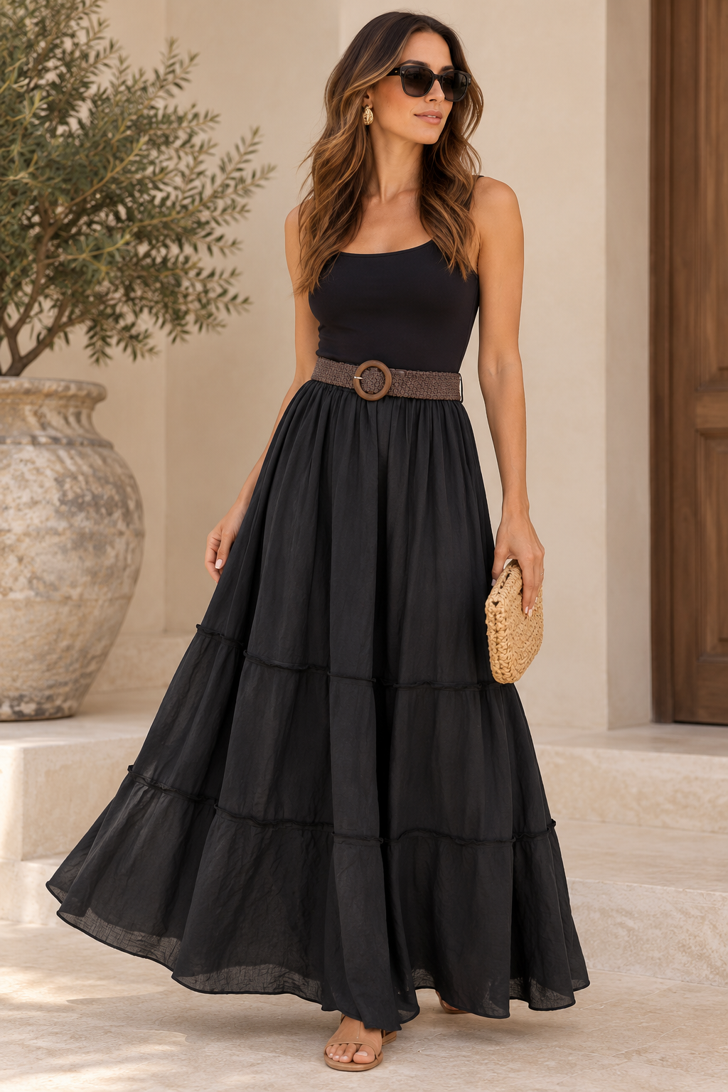 Mojito Collection Boho Maxi Skirt with Belt