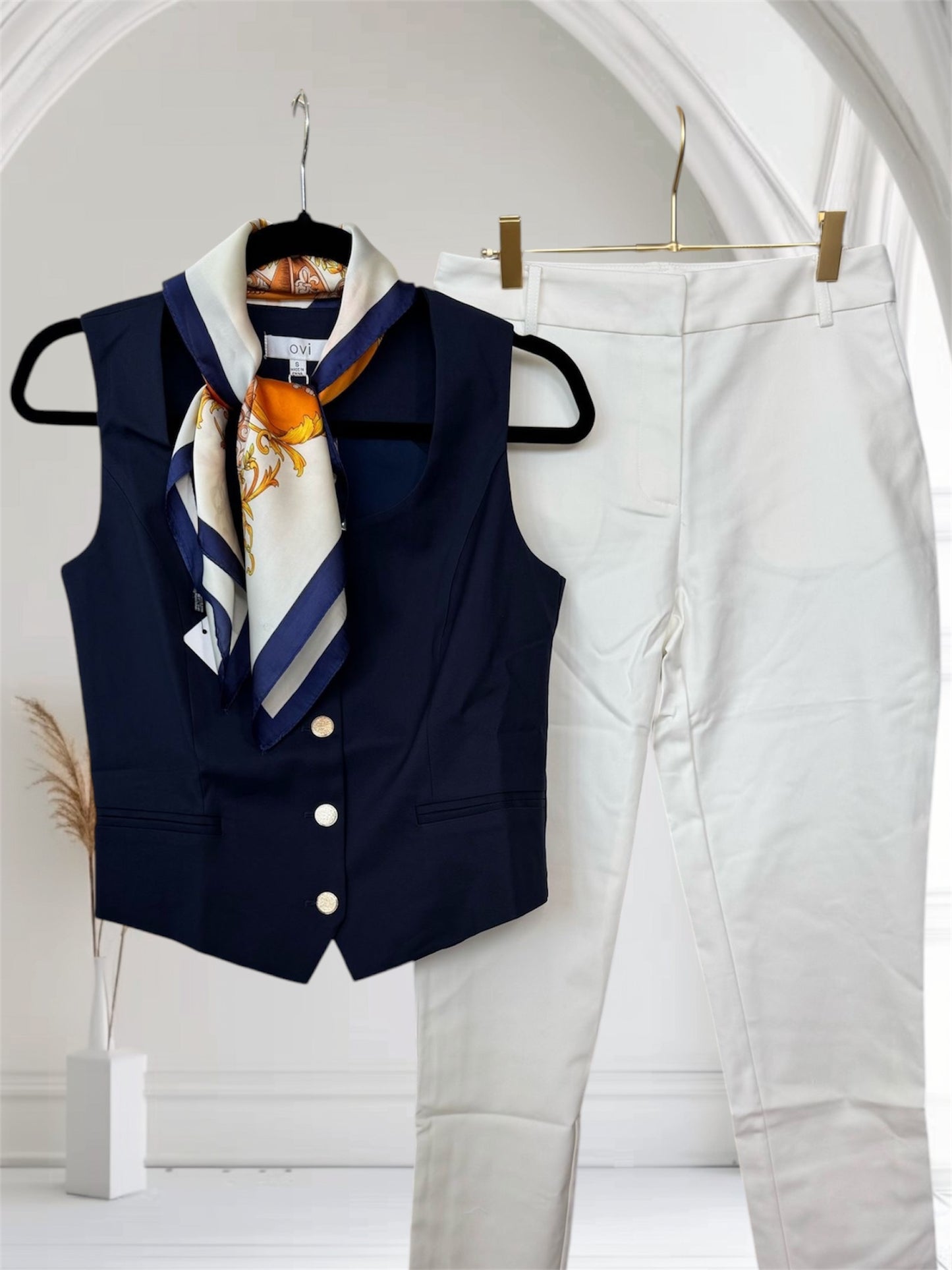 Vest With Gold Buttons Navy