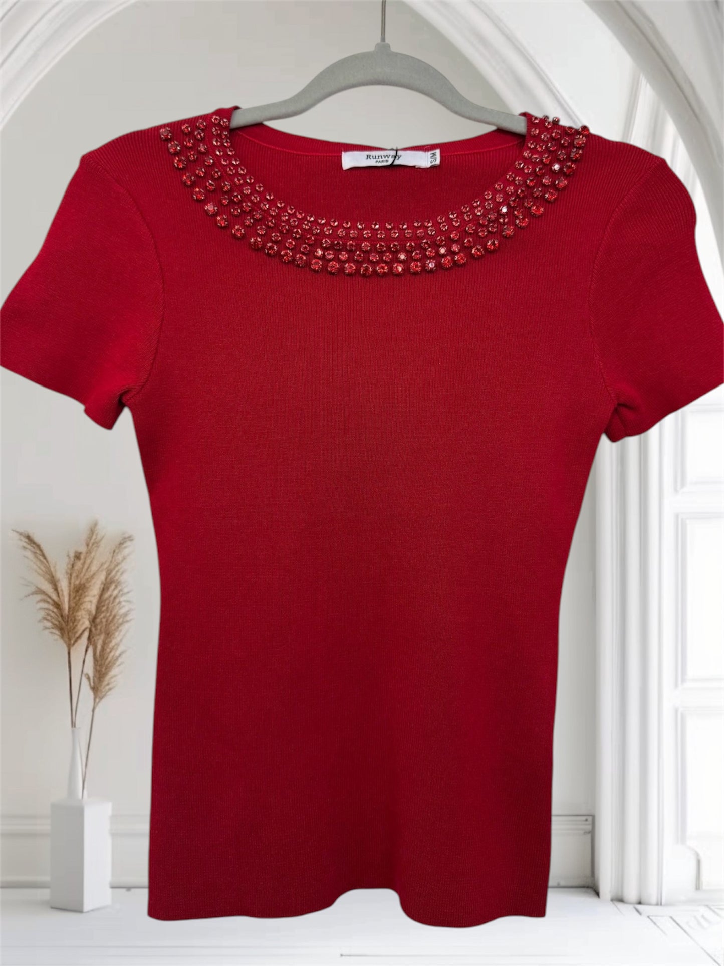 Top Rhinestone Collar Red