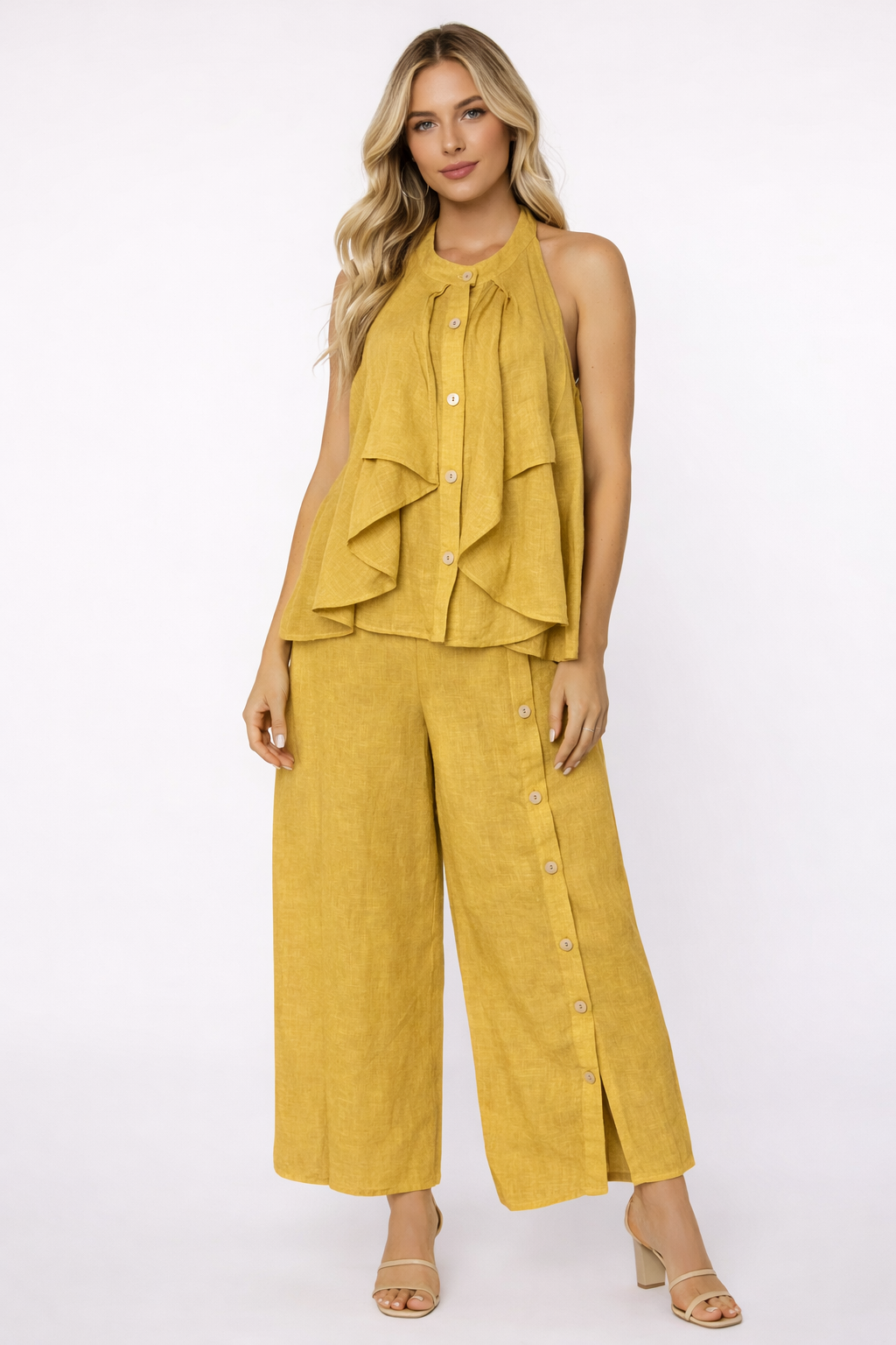 Halter Italian Linen Set Mustard
