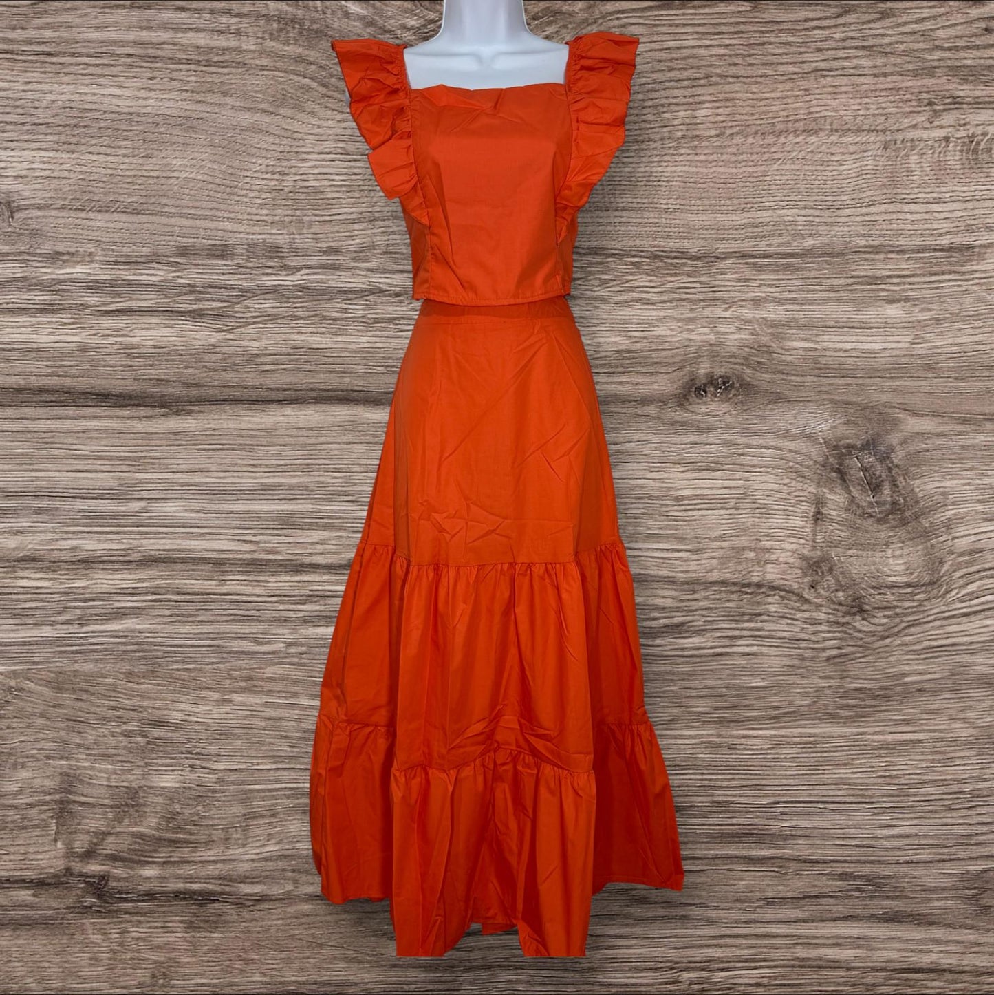 Ruffle Top & Maxi Skirt Set Orange