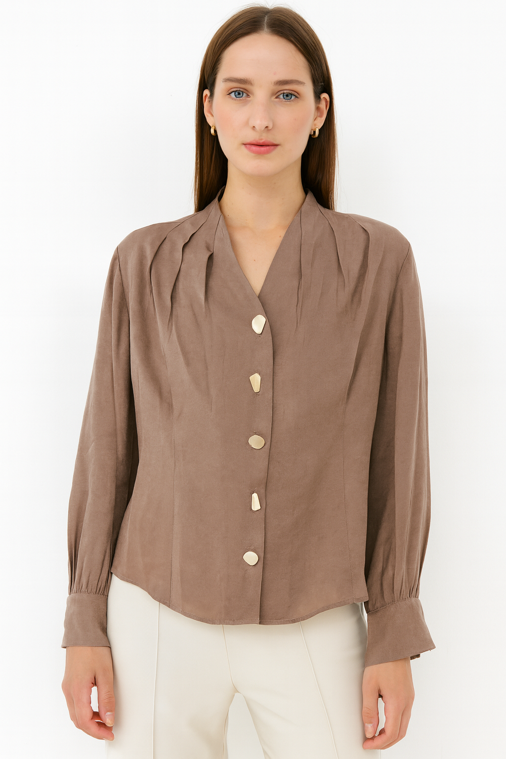 Long Sleeve Satin Ligth Blouse