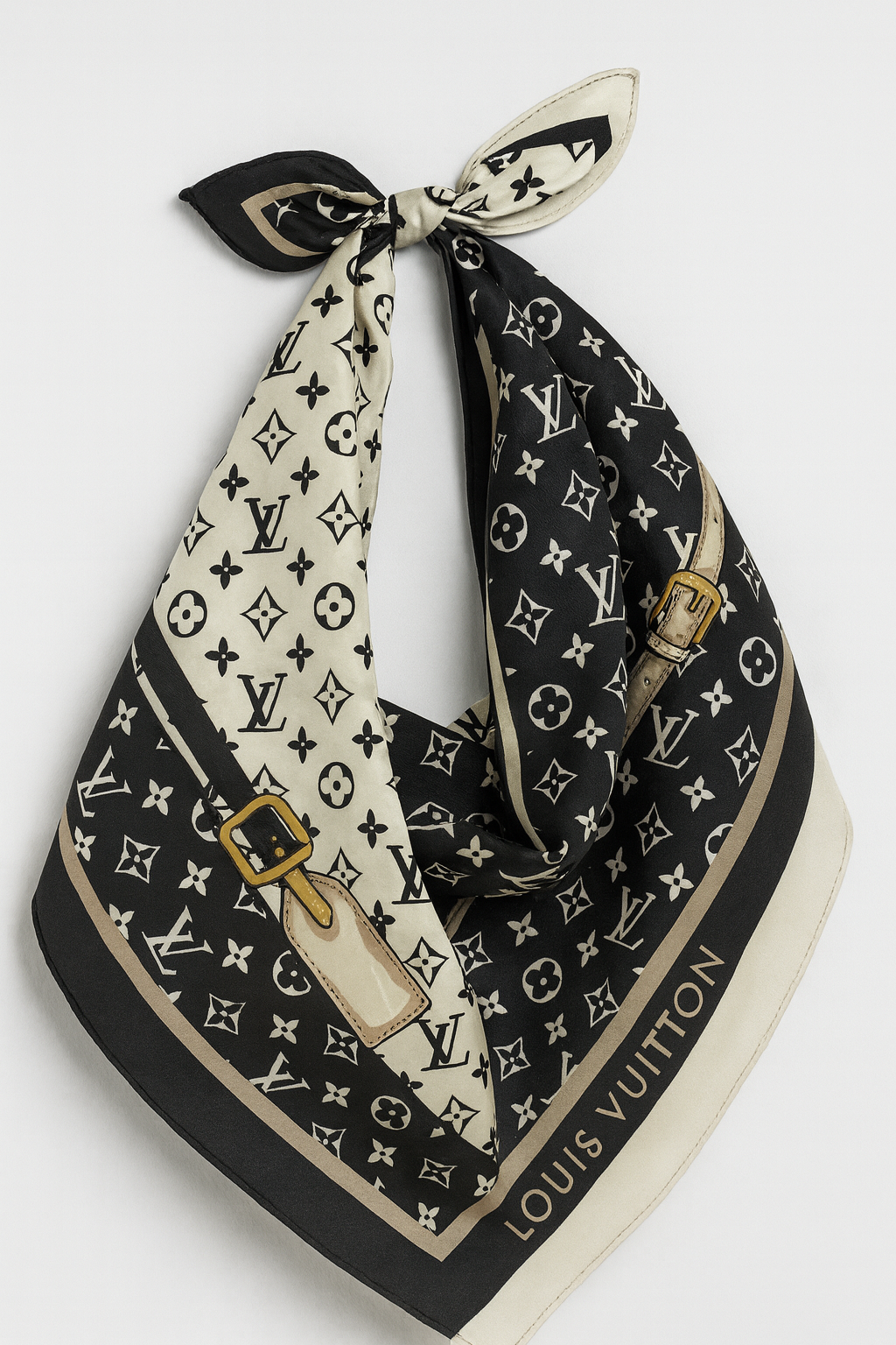 Luxury Designer Inspire Scarf in White and Black LV