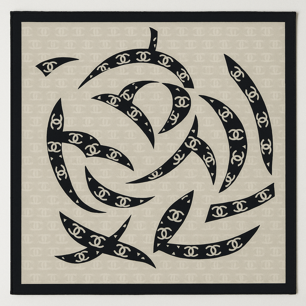 Luxury Designer Scarf Inspired by GG Black and White Pattern