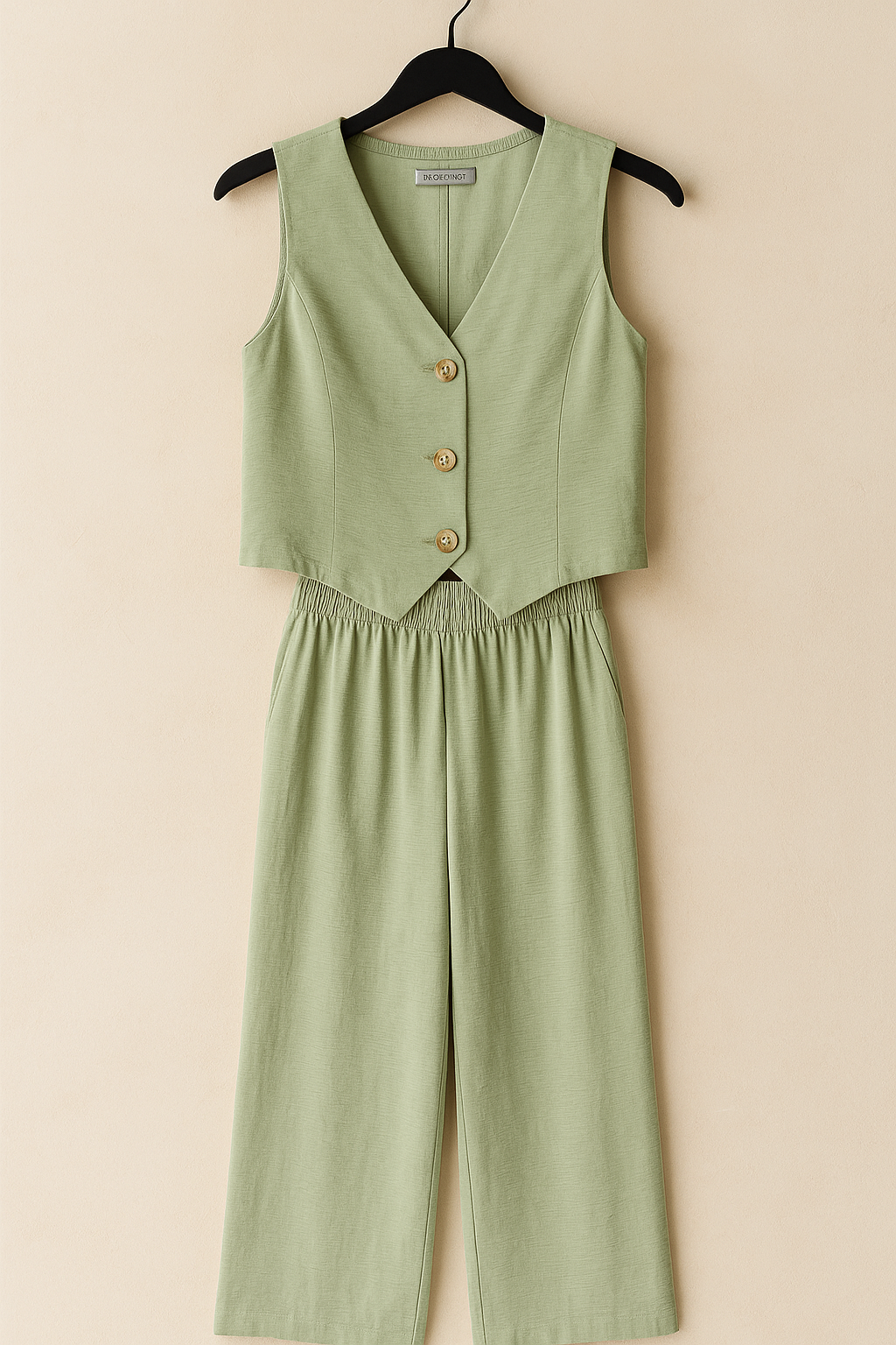 Mint Vest Set Paired With Palazzo Pants
