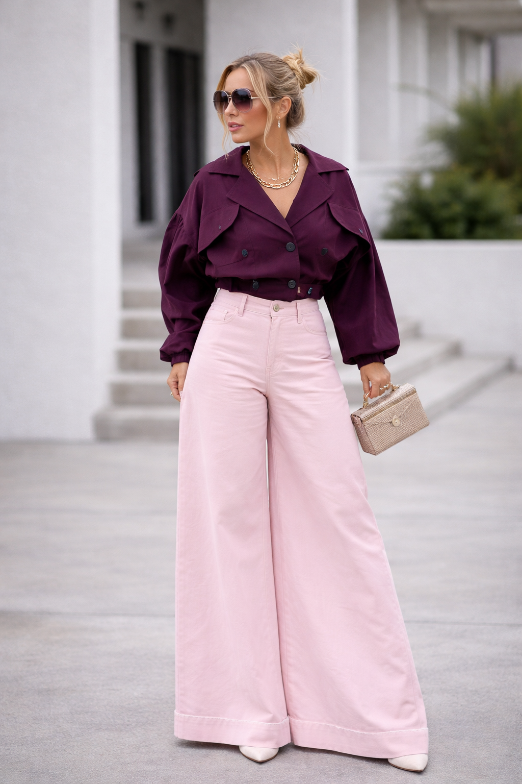 Italian Palazzo Pants Dusty Pink