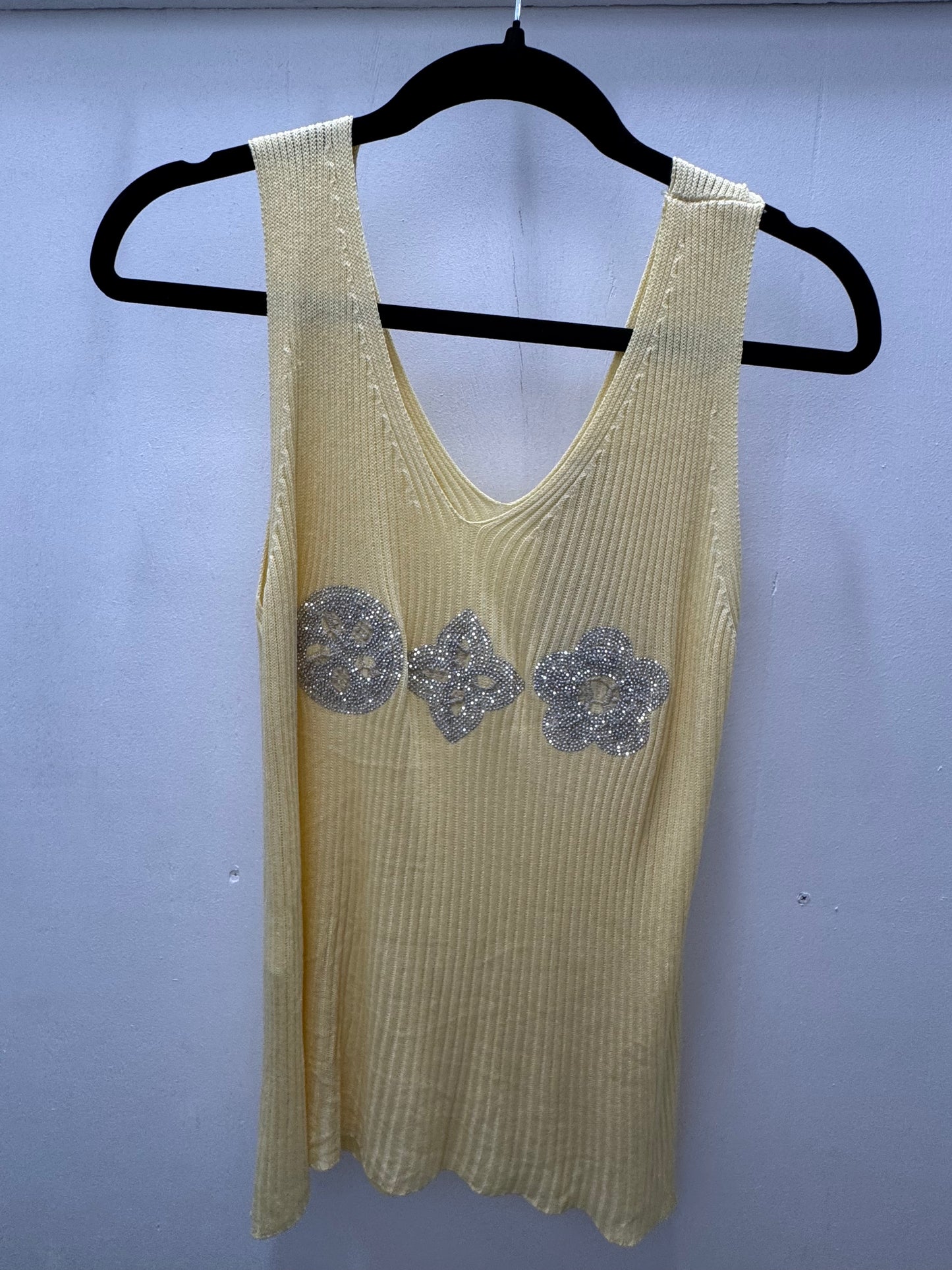 Yellow Tank Top with Sparkling Embellishments and Sophisticated Style