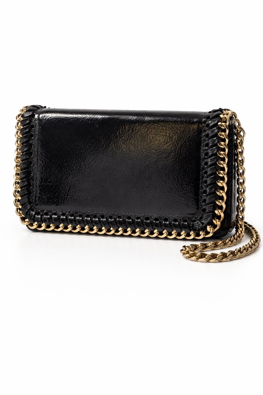 Germán Fuentes Textured Handbag Black with Metal Chain Frame