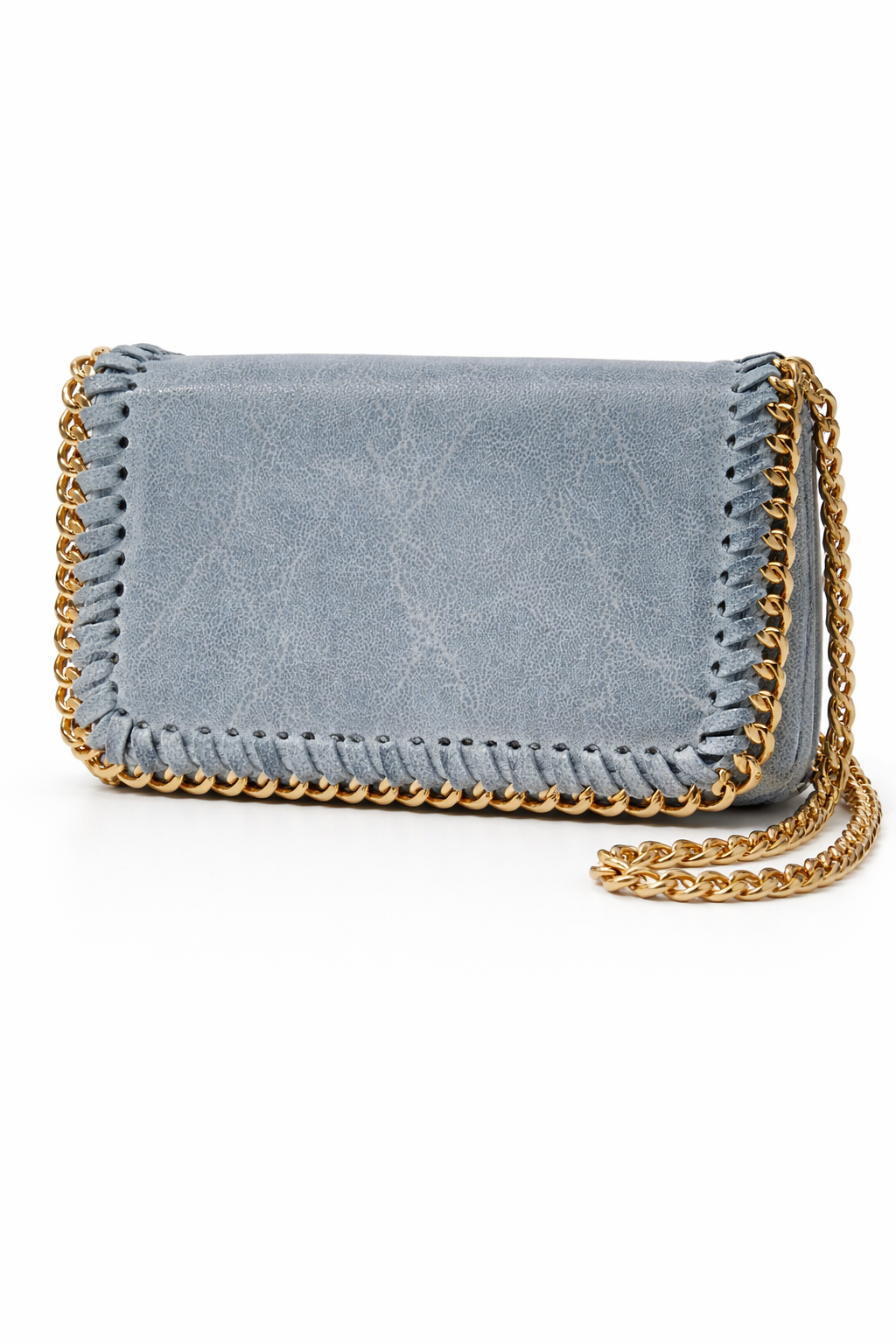 Germán Fuentes Textured Handbag Blue with Metal Chain Frame