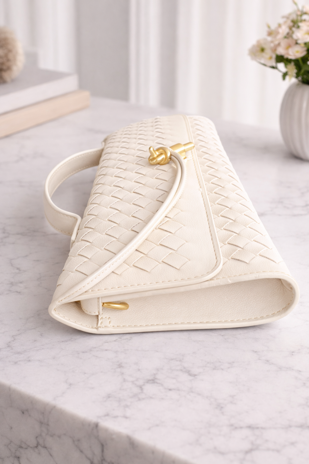 Ivory Woven Elegance Clutch