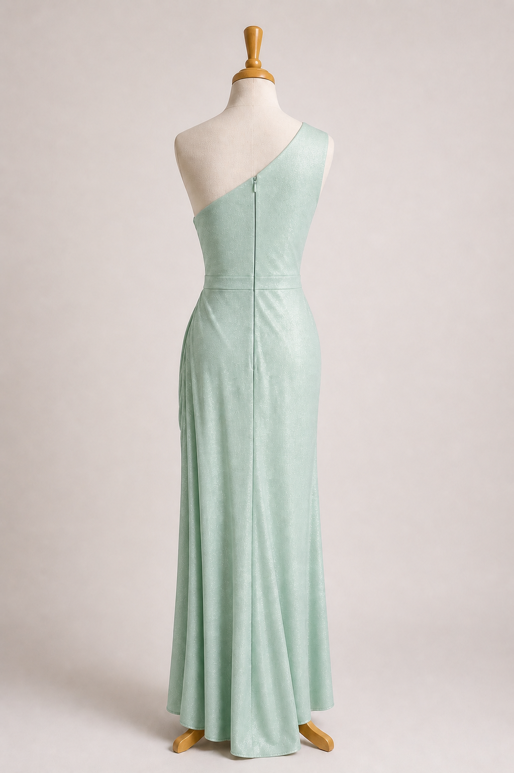 One Shoulder Satin Elegance Dress– Mint Green