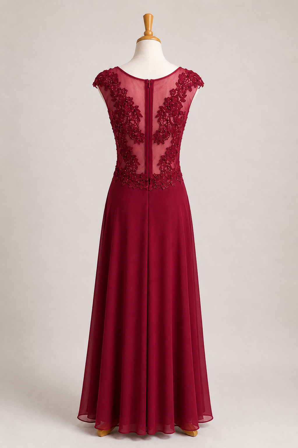 Red A-Line Maxi Dress with Intricate Lace Top
