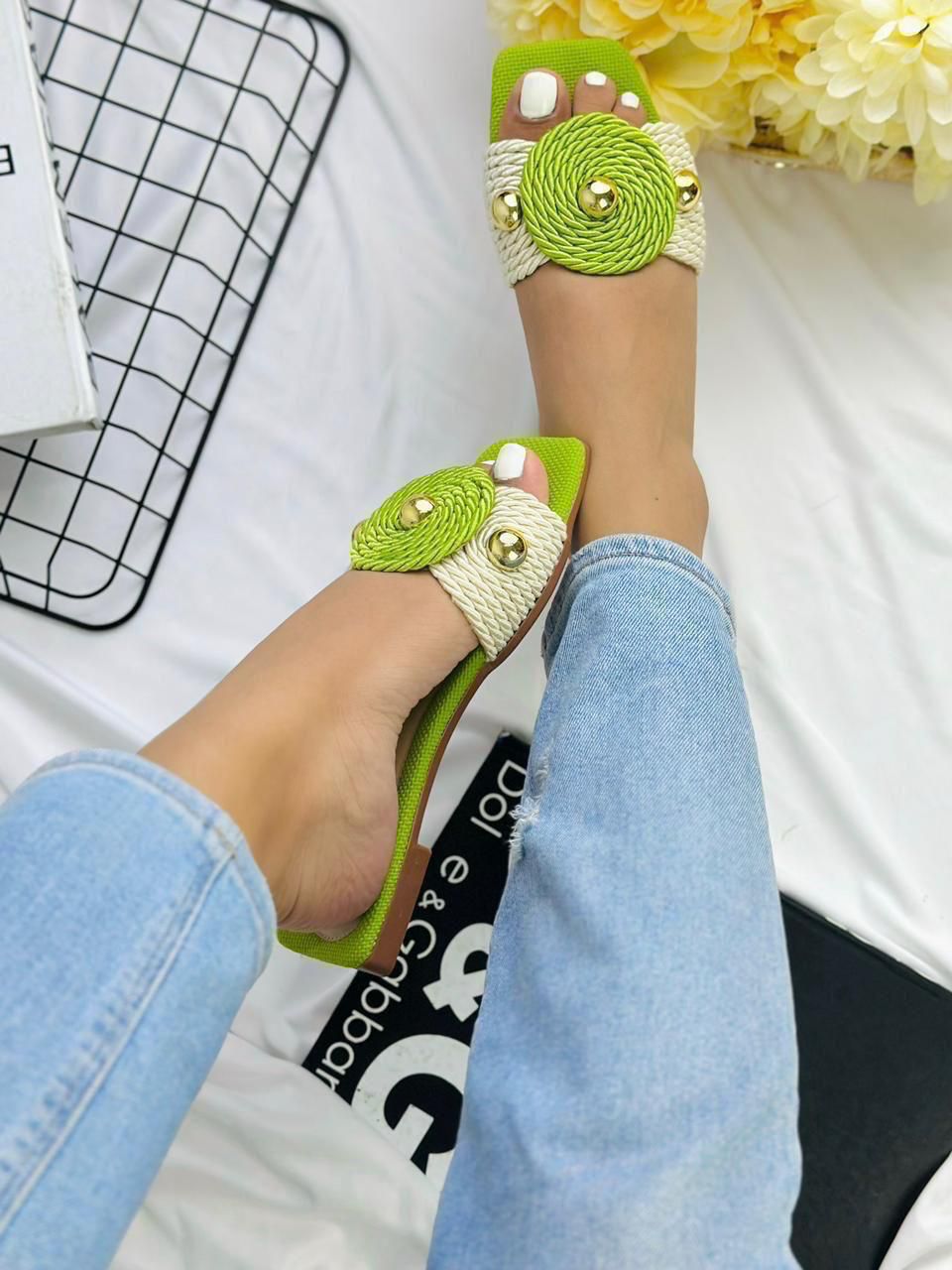 Lime Bloom Statement Sandals