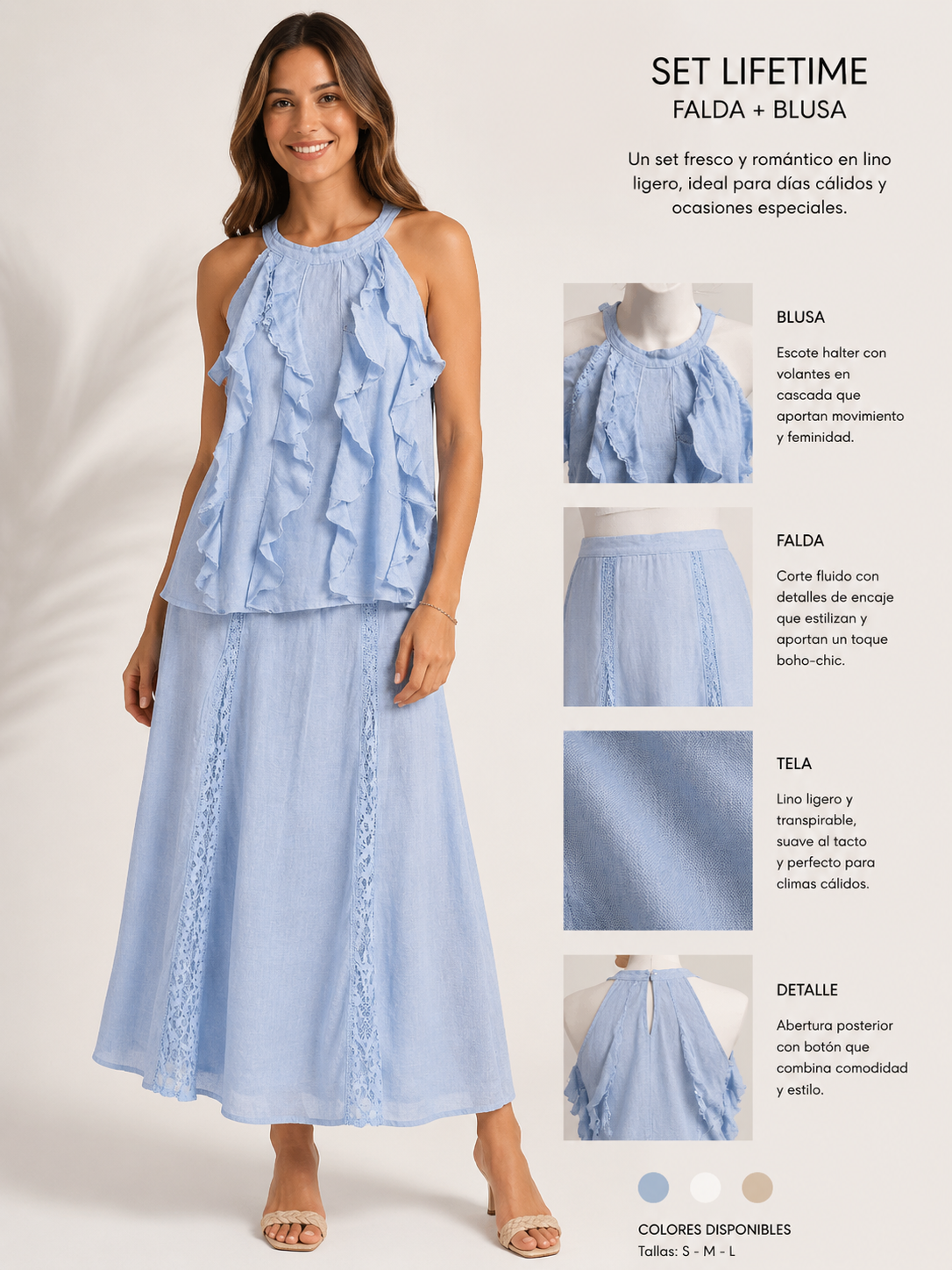 Halter Blue Top and Skirt Set