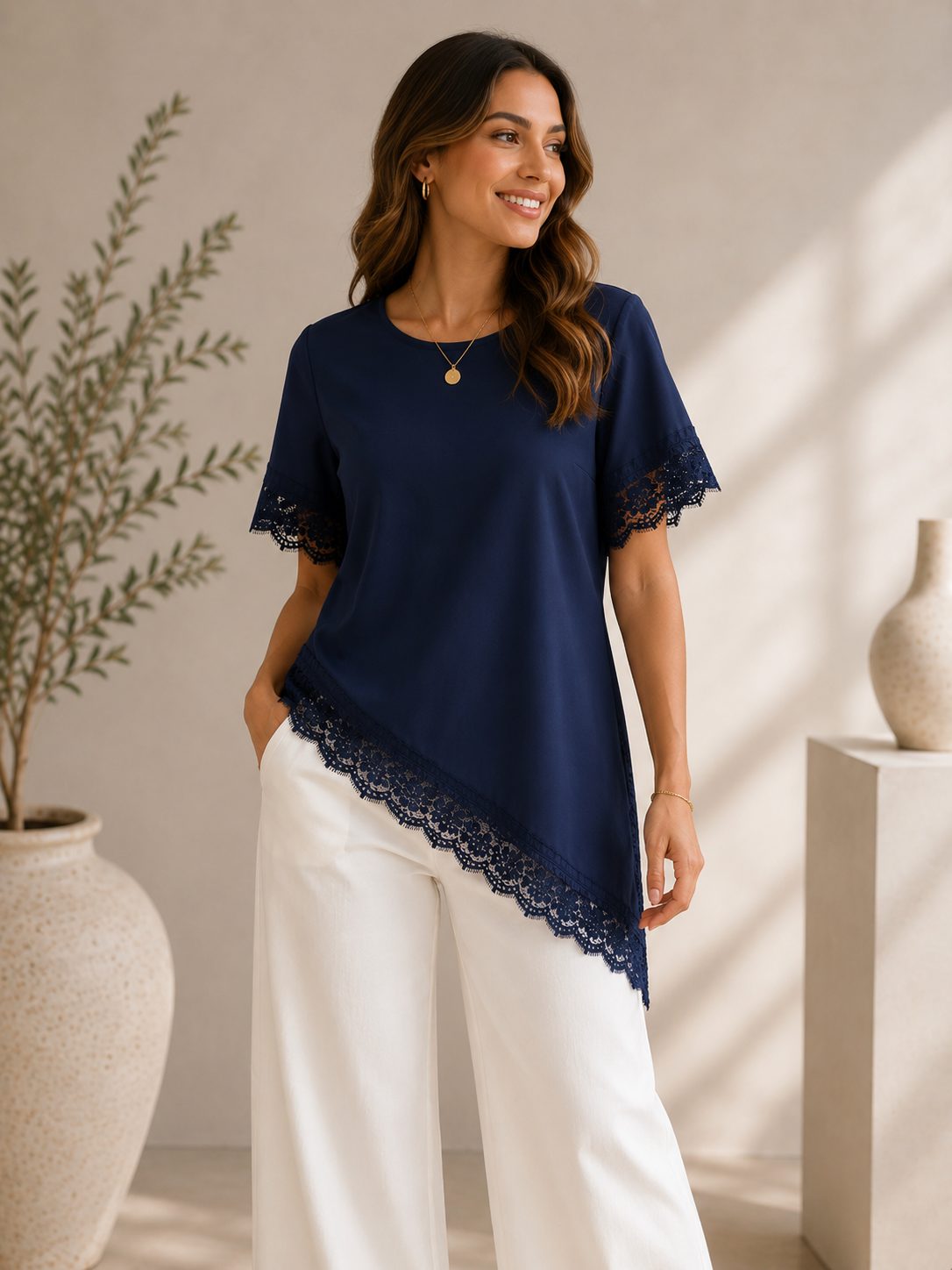 Navy Italian Blouse