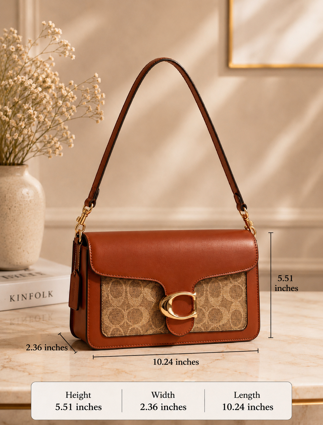 Camel Monogram Shoulder Bag