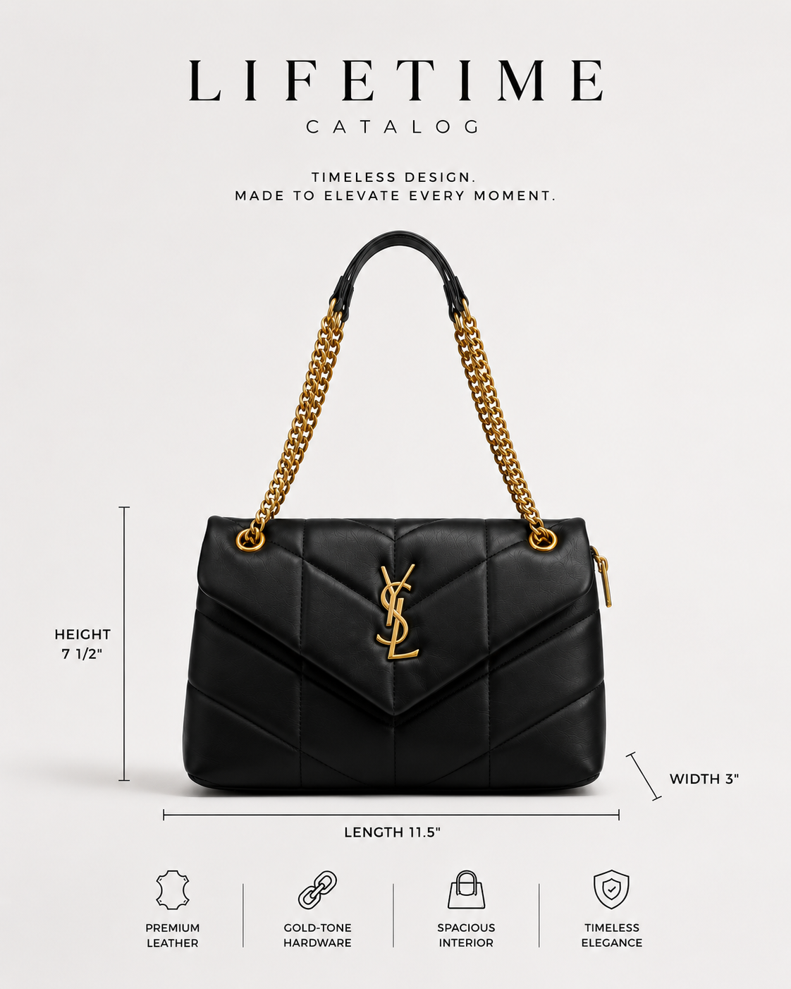 Black Luxe Quilted Chain Bag
