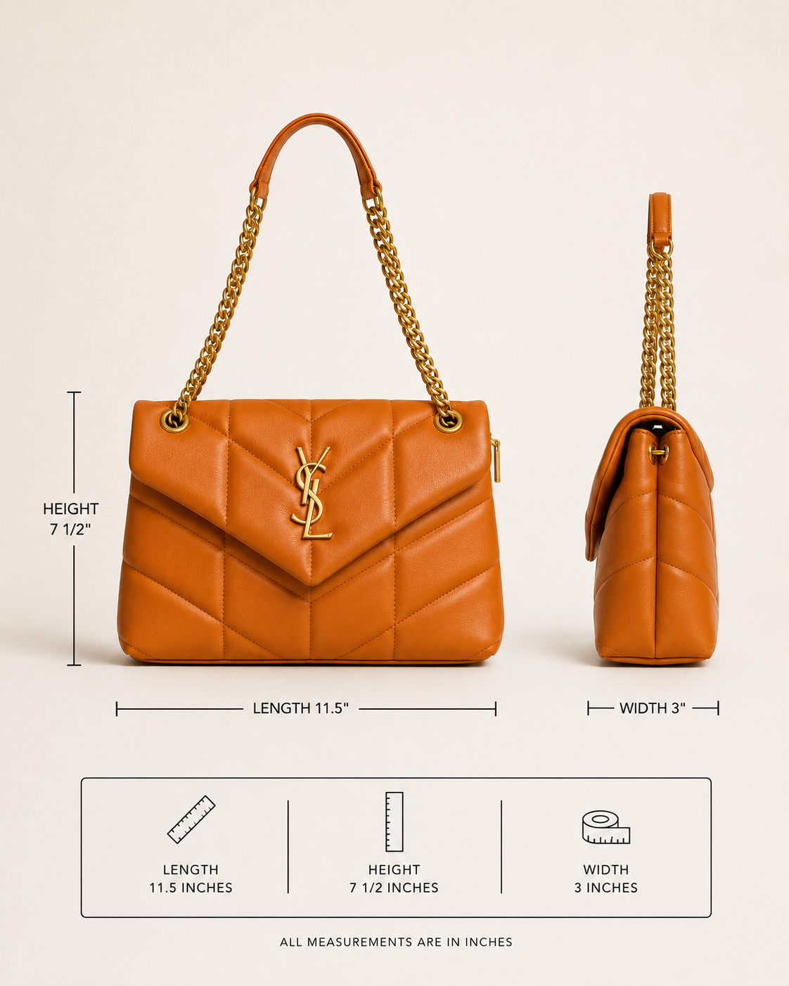 Camel Luxe Quilted Chain Bag