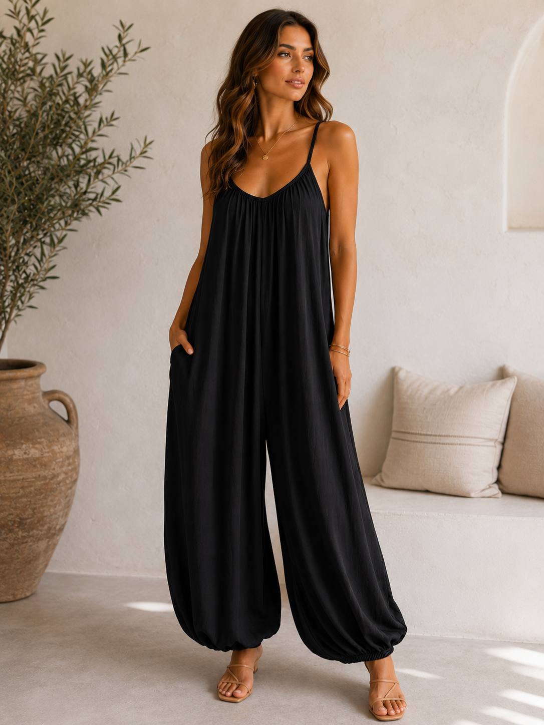Black Italian Aladdin Jumpsuit