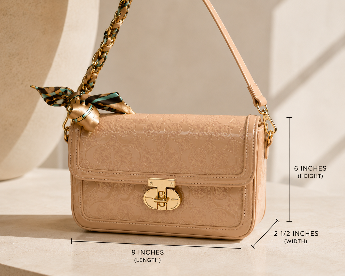 Beige Gloss Handbag Set