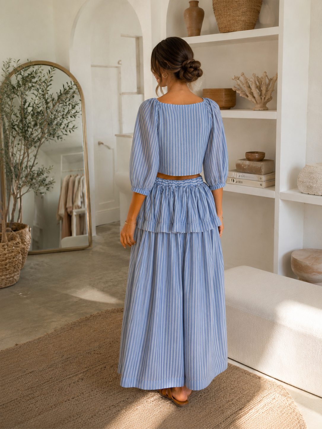 Stripped Tie-Front Maxi Dress