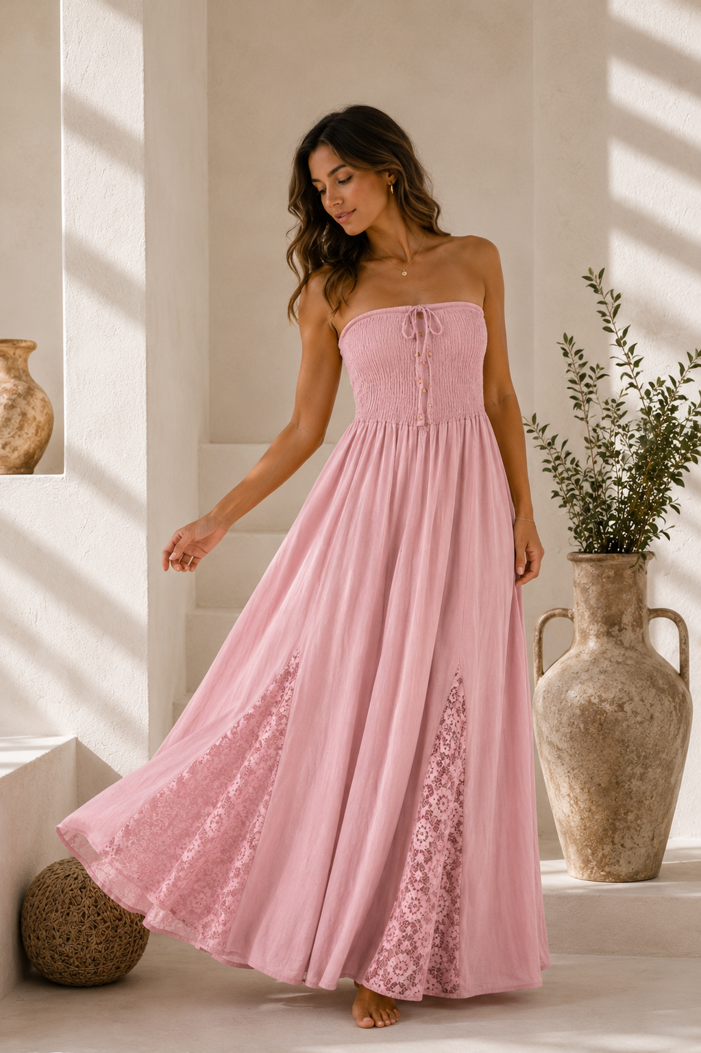Pink Embroidery Dress