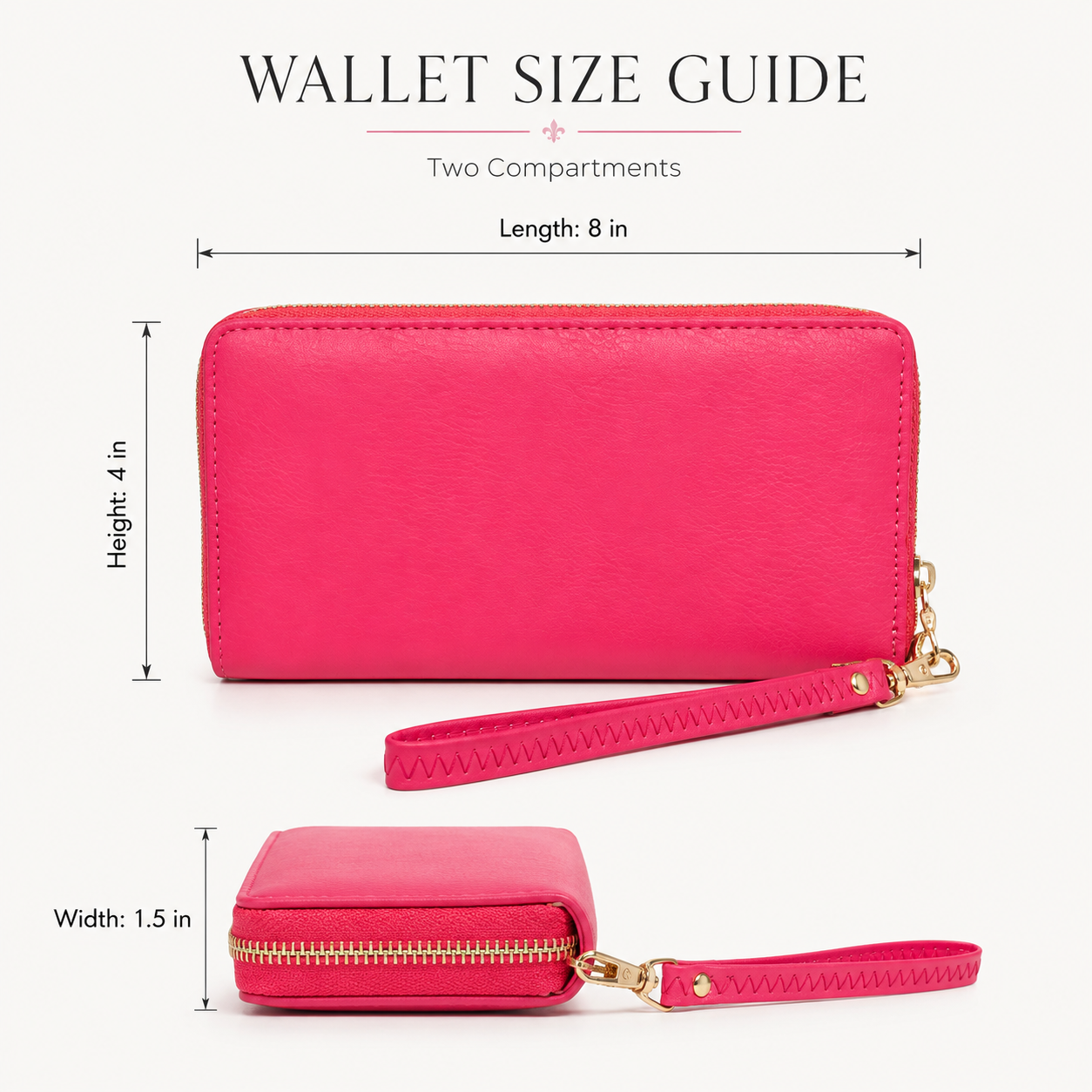 Classic Pink Zip-Around Wristlet Wallet