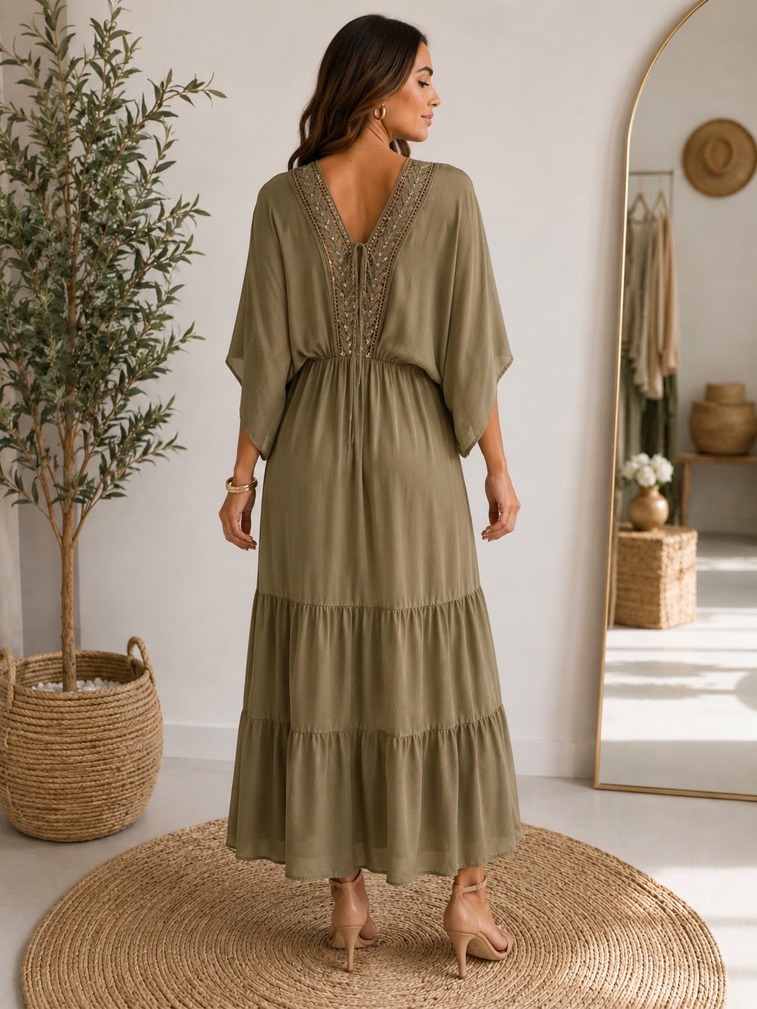 Green Italian Silk Blend Dress
