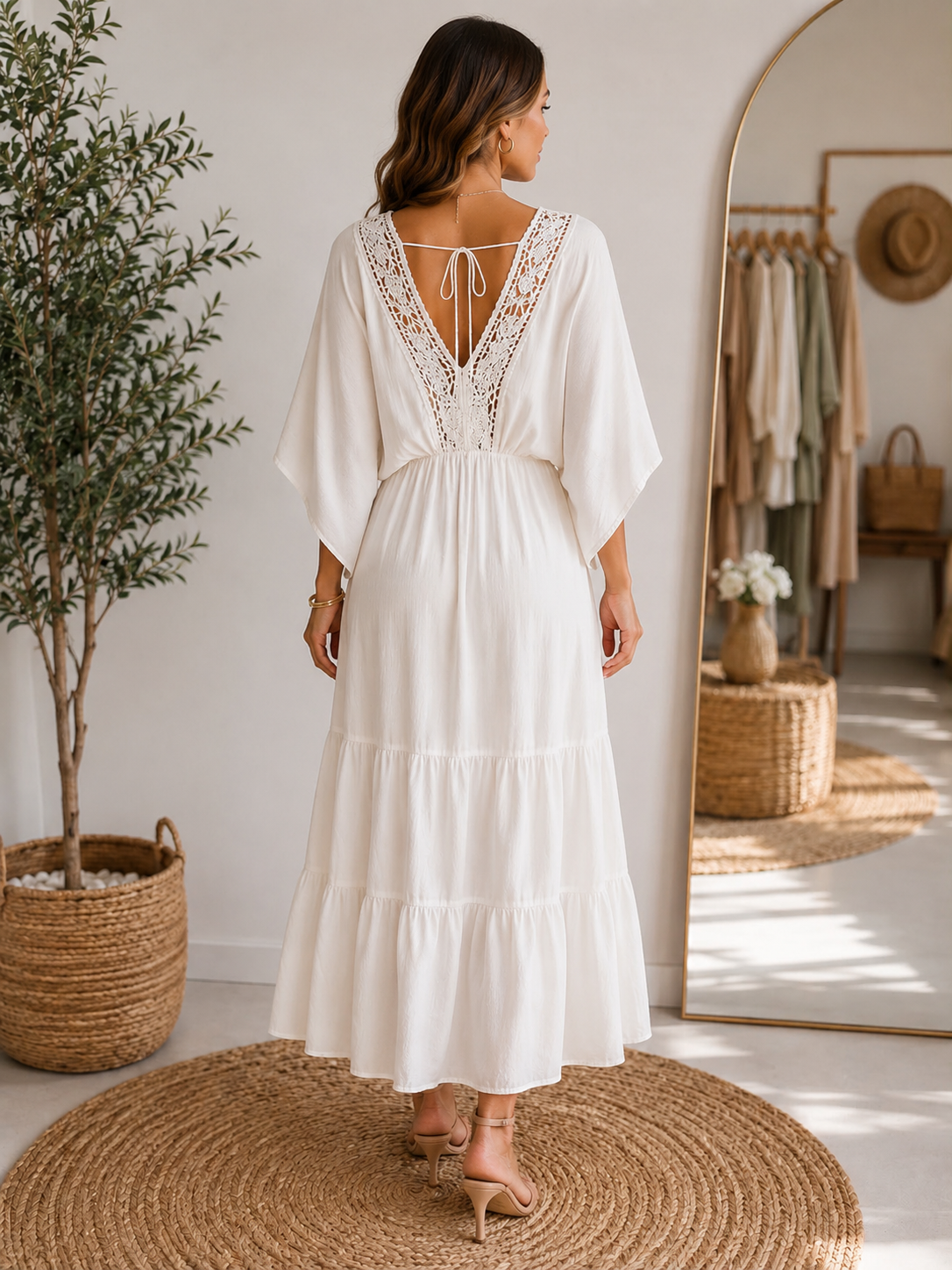White Italian Silk Blend Dress