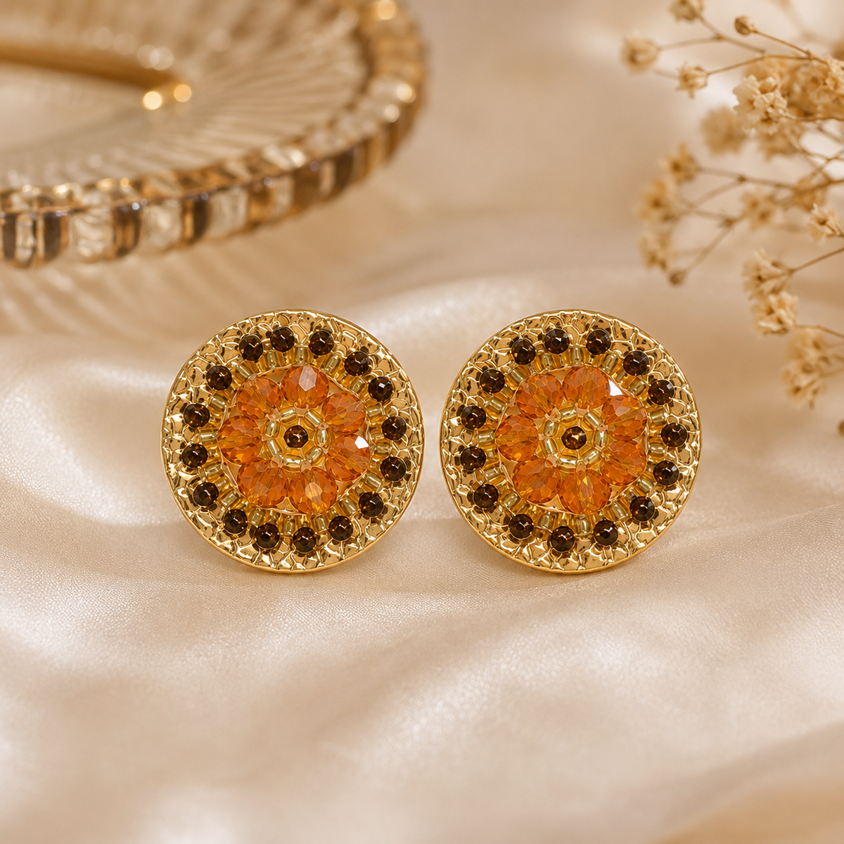 Earring Brown Gold