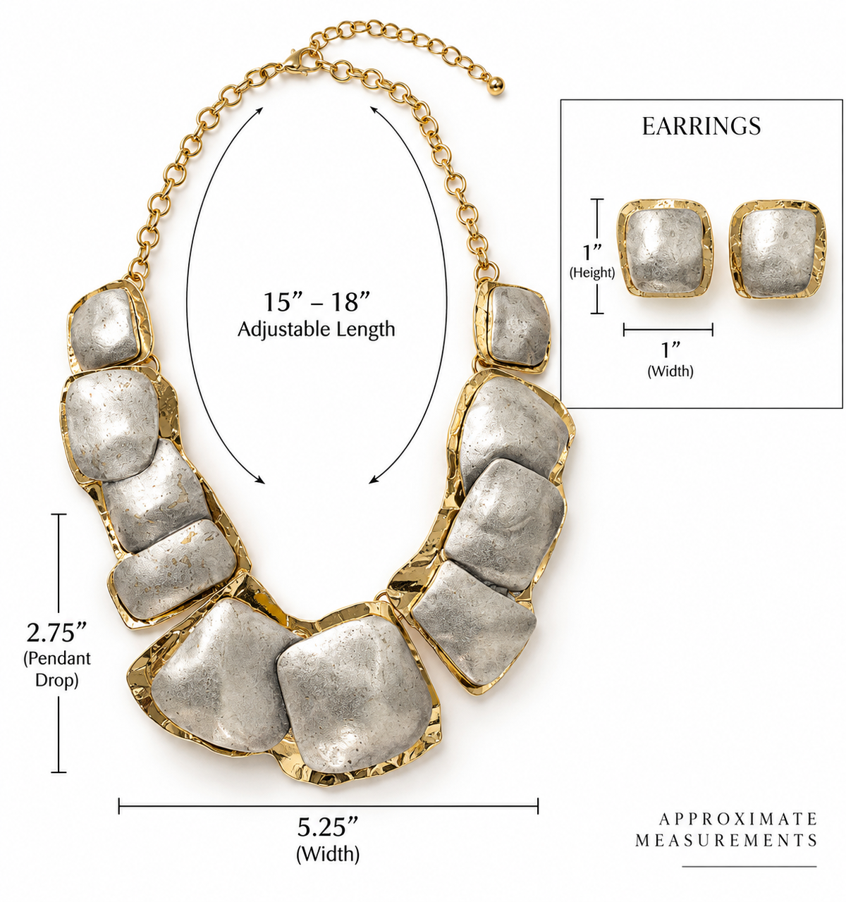 Sculpted Silver & Gold Statement Necklace Turkish Set