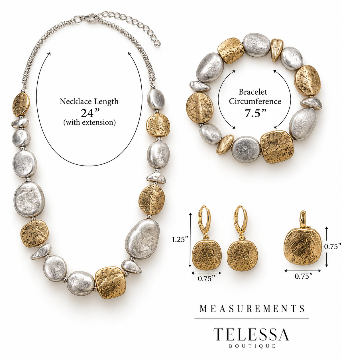 Two-Tone Sculpted Pebble Jewelry Set