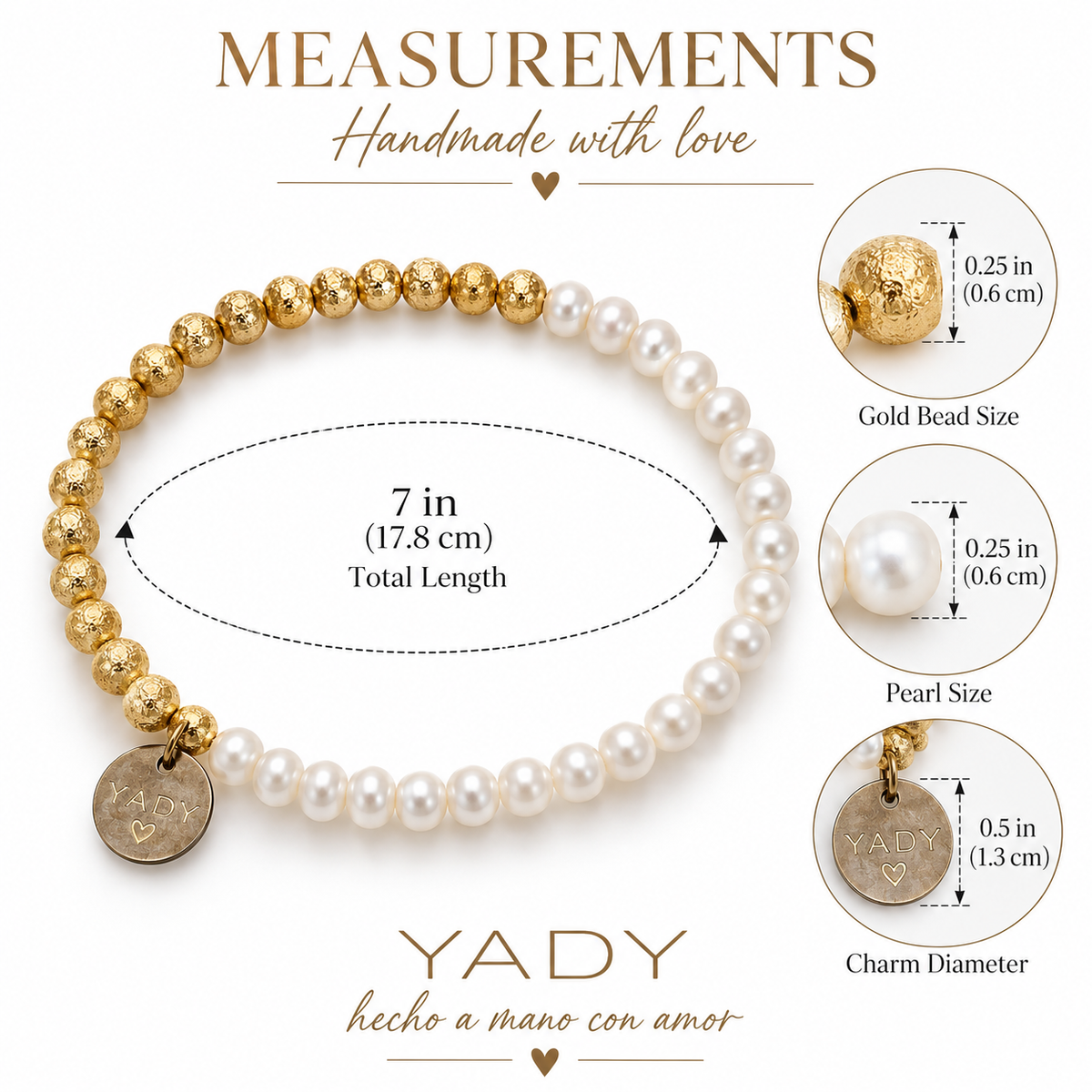 Handmade Golden Pearl Beaded Bracelet