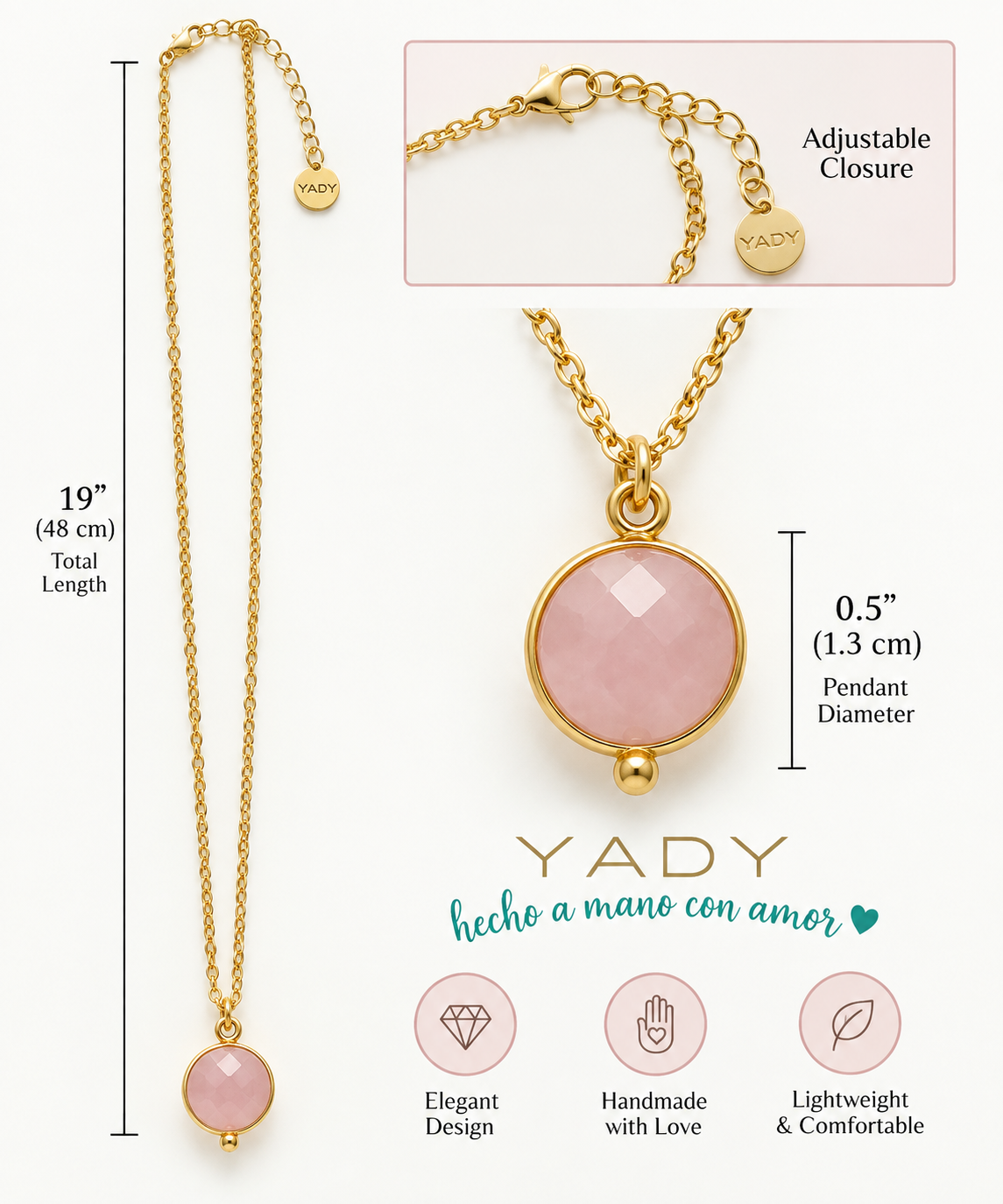 Rose Quartz Blush Pendant Necklace