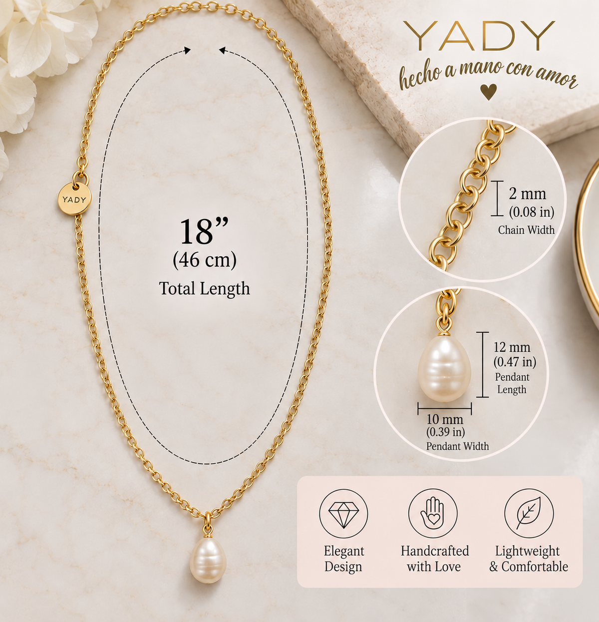 Freshwater Pearl Drop Gold Necklace