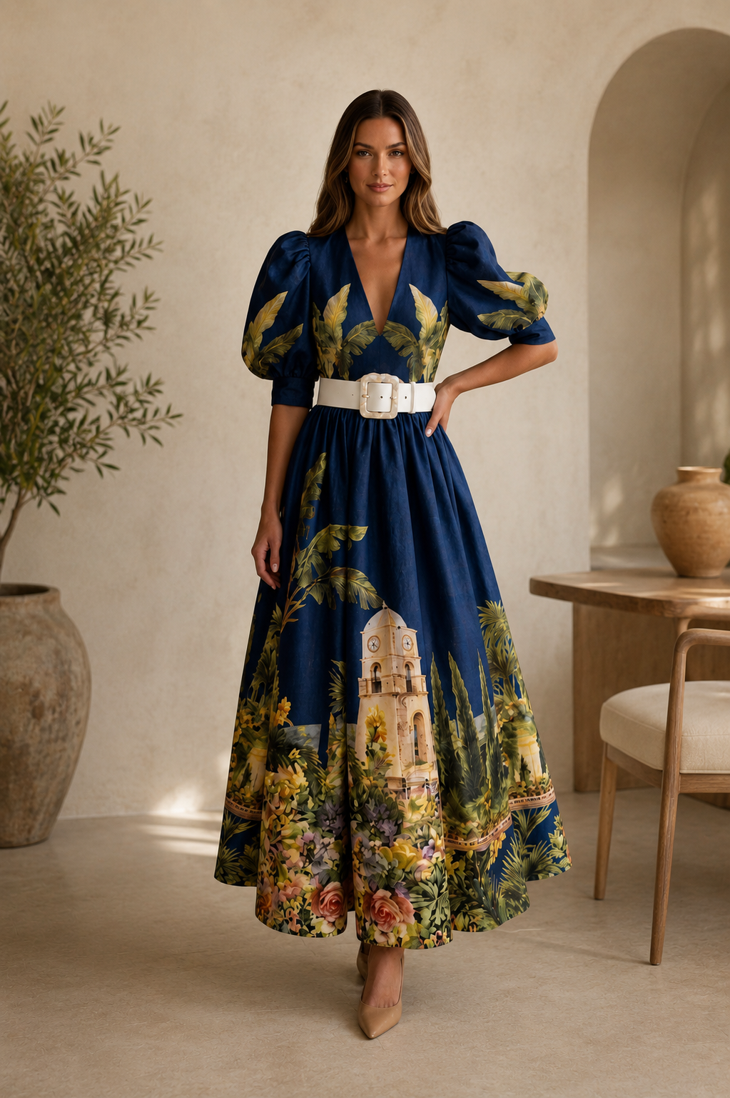 Mediterranean Garden Maxi Dress