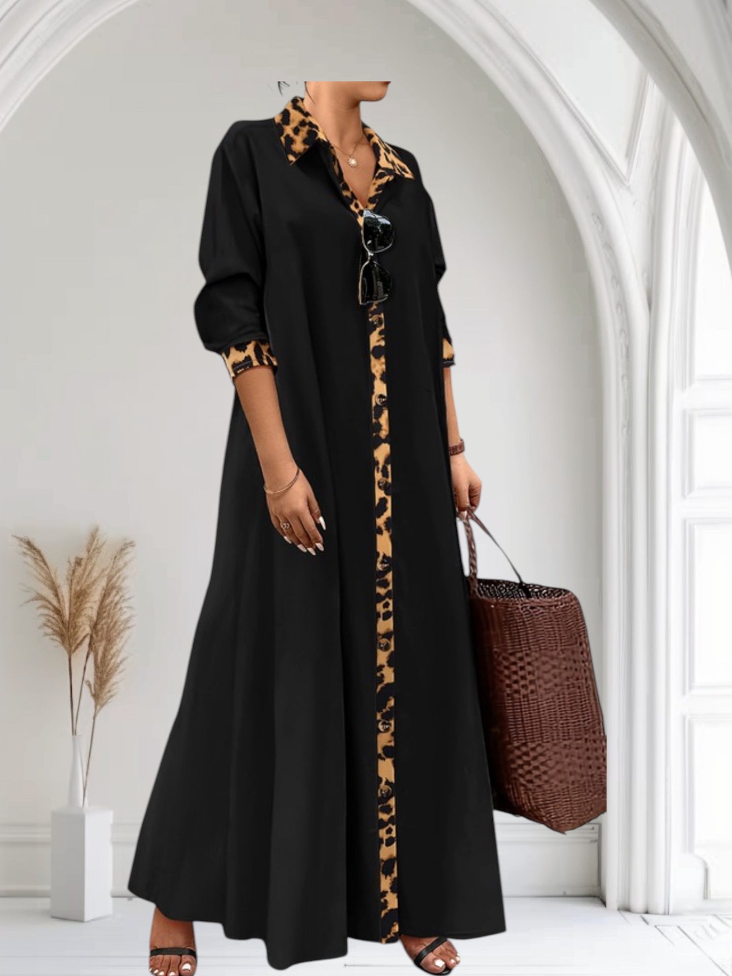 Maxi Dress with Animal Print Accent Plus