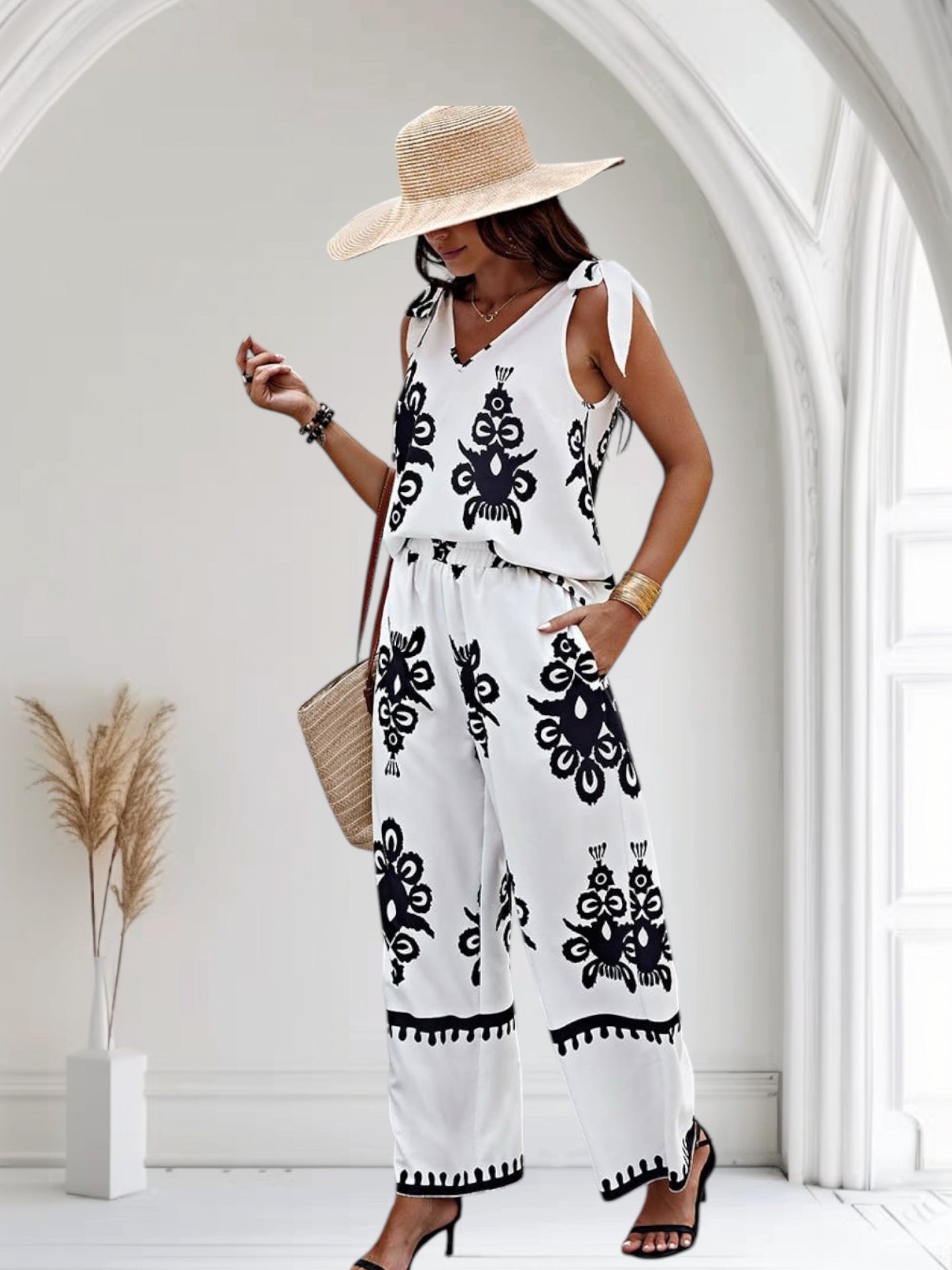 Print Long Pant Set