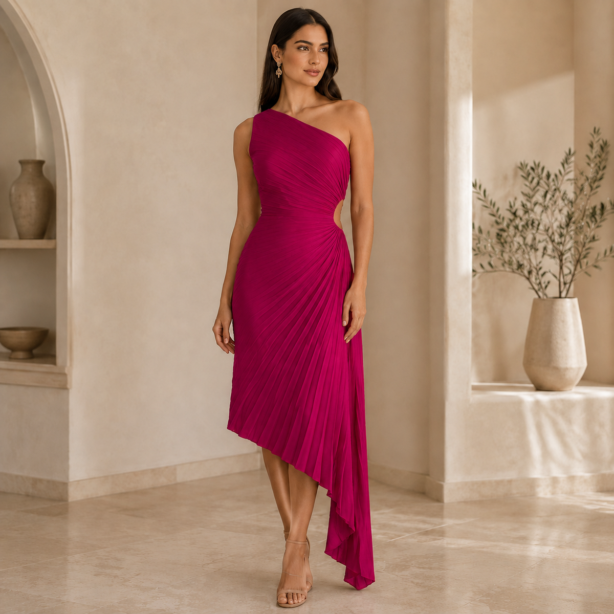 One Shoulder Midi Dress