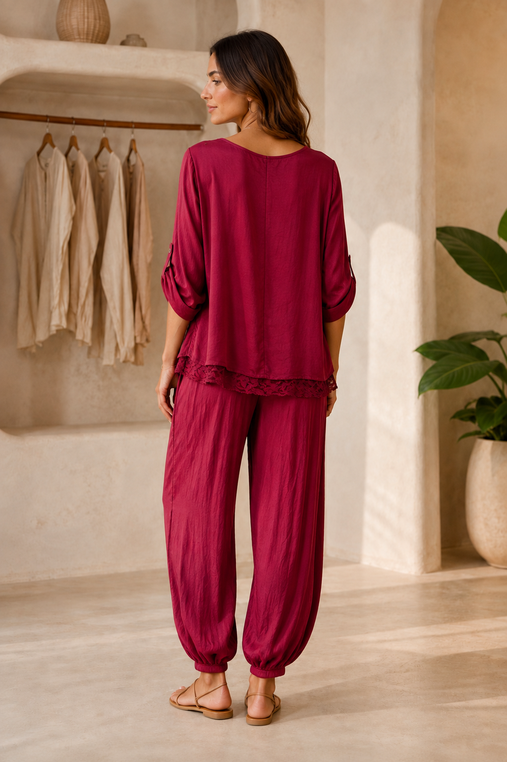 Raspberry Italian Boho Lace Set